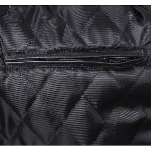 Men’s Black Brando Diamond Design Motorcycle Leather Jacket - Image 4